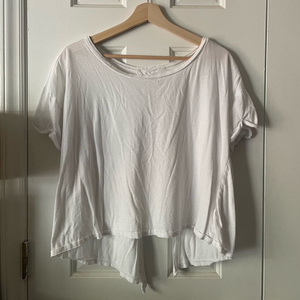 White Open Back Workout Tee